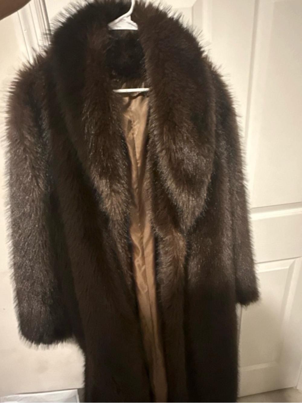 Women's Long Dark Brown Faux Fur Coat